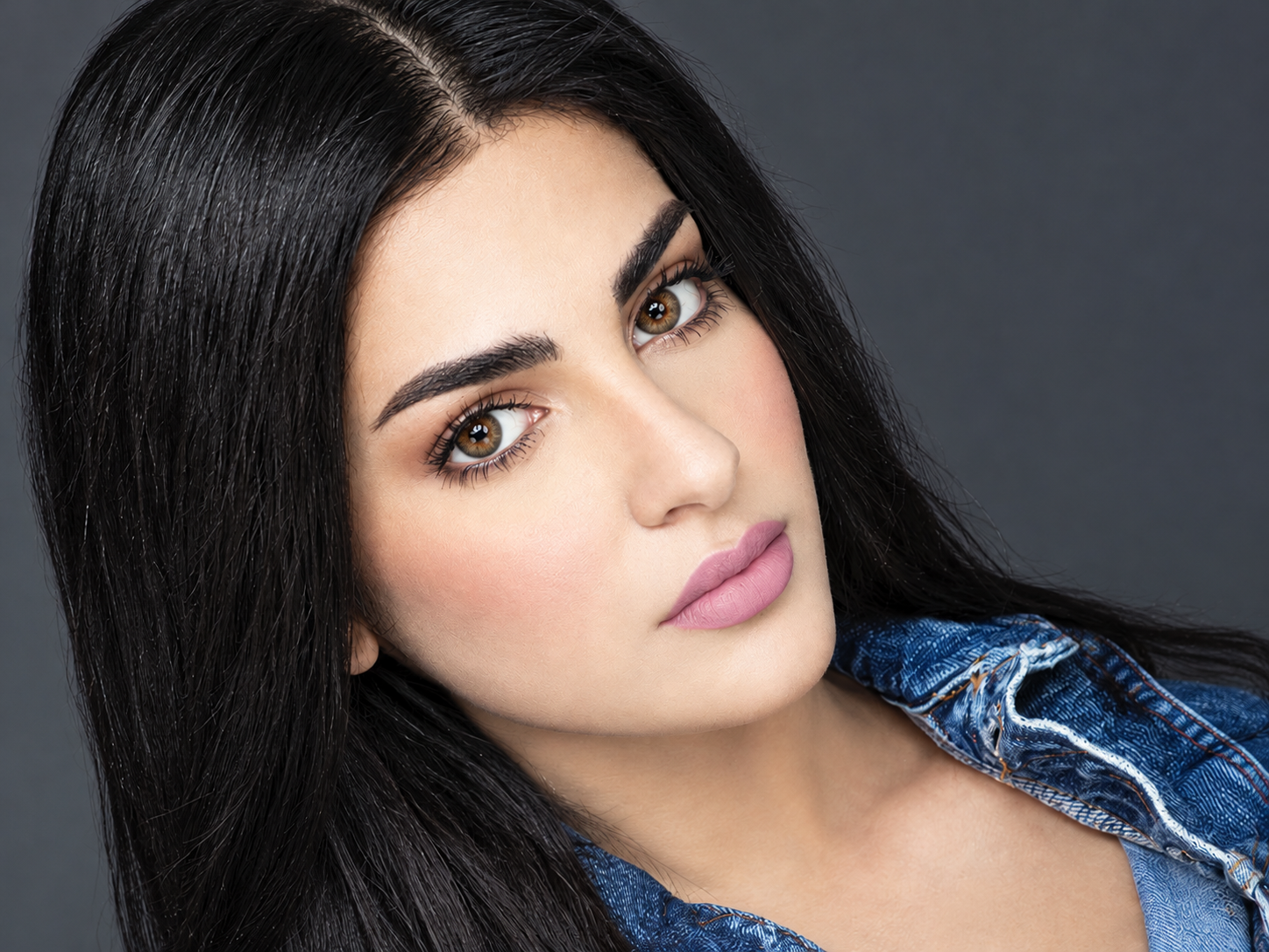 Glamorous Hazel-Eyed Beauty Portrait